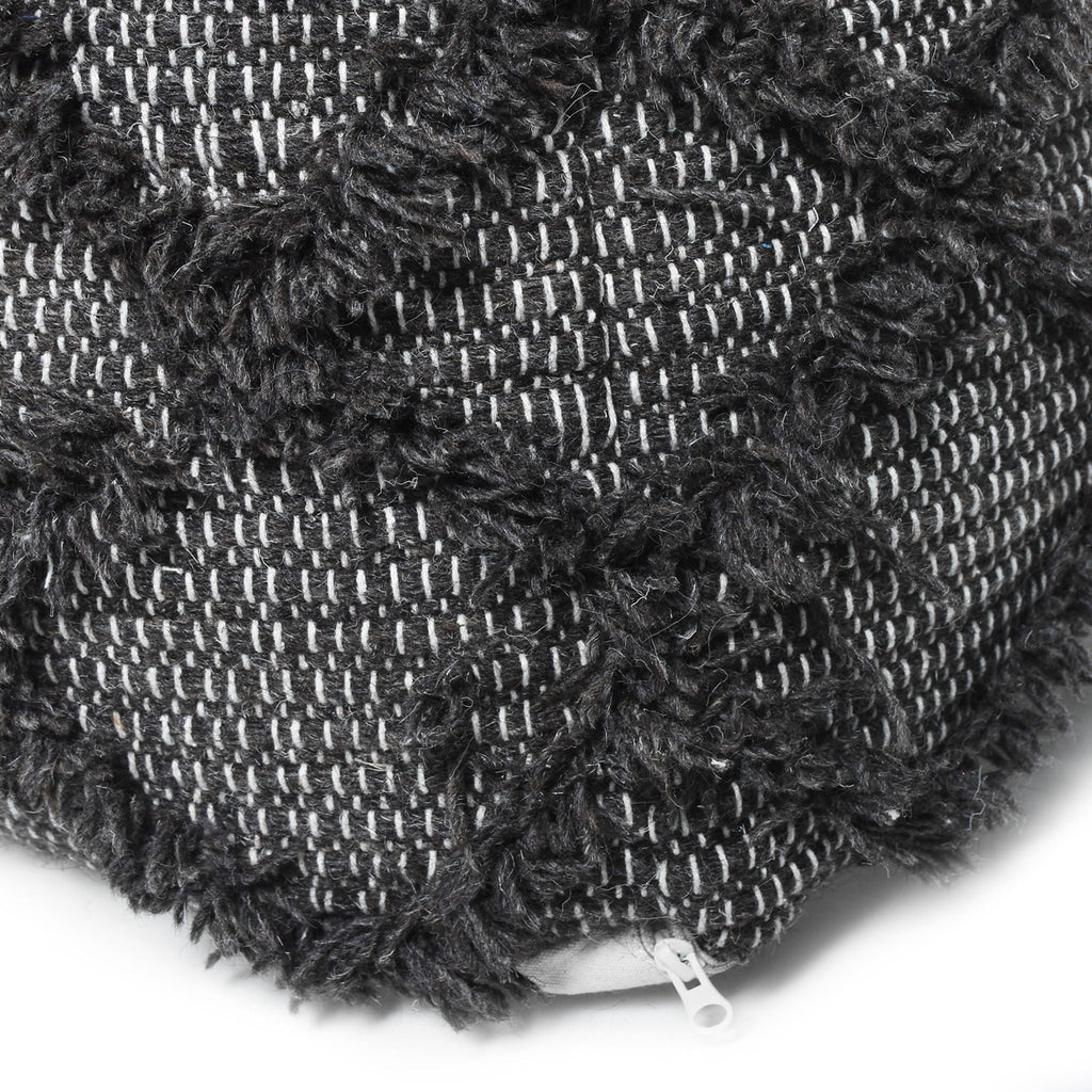 Handcrafted Wool and Cotton Pouf with Durable Construction - Brown