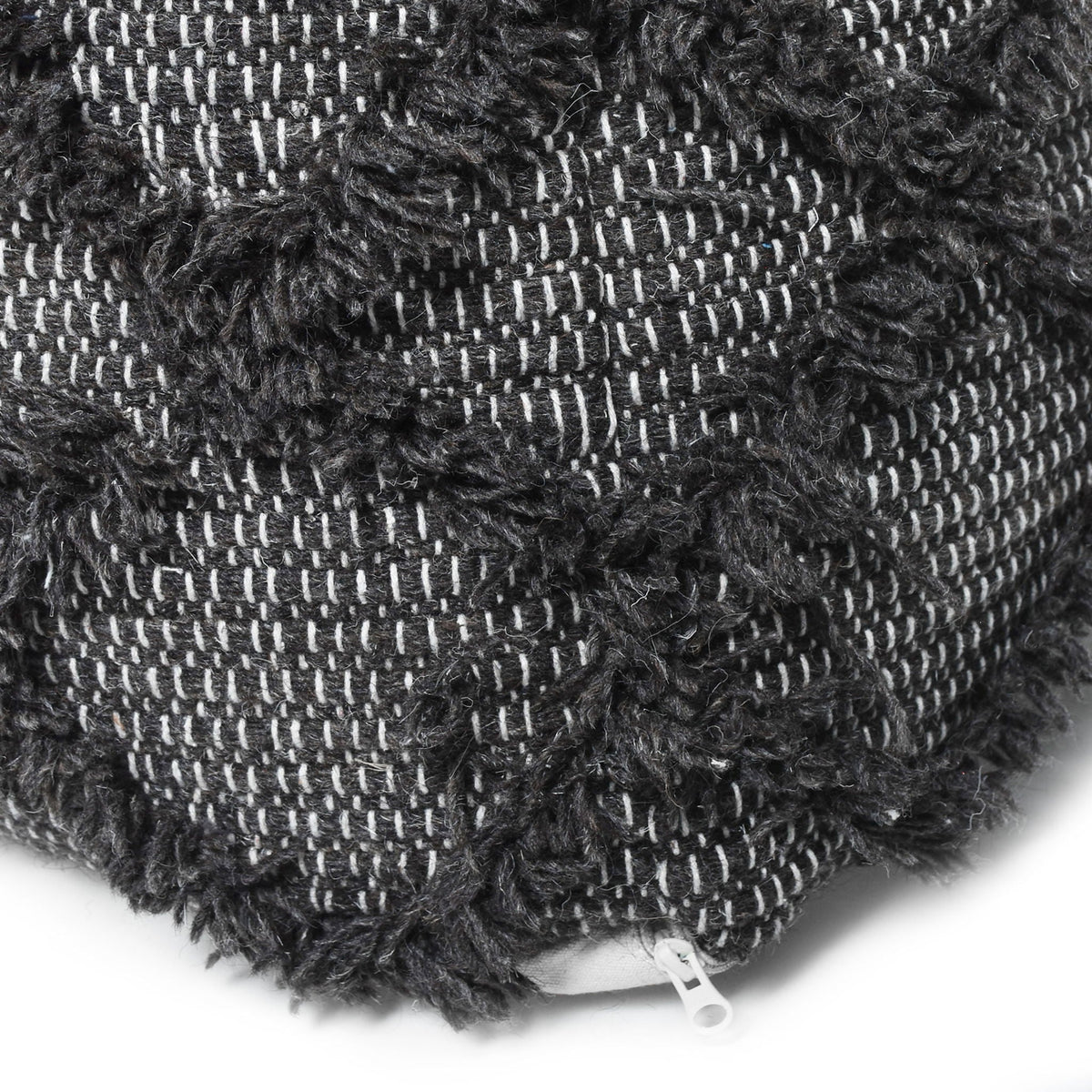 Handcrafted Wool and Cotton Pouf with Durable Construction - Brown