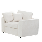 Chenille 4-Piece Sofa Set with Accent Chairs and Movable Ottoman - Grey