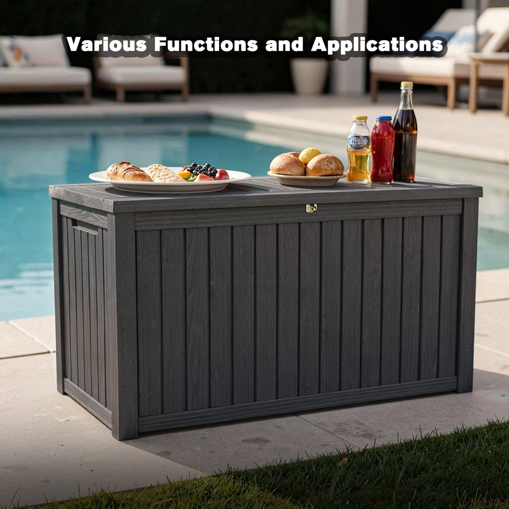 180 Gallon Large Outdoor Storage Deck Box with Lockable Waterproof Resin - Black