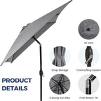 Rectangular Patio Umbrella with Crank Tilt - UV-Resistant Canopy
