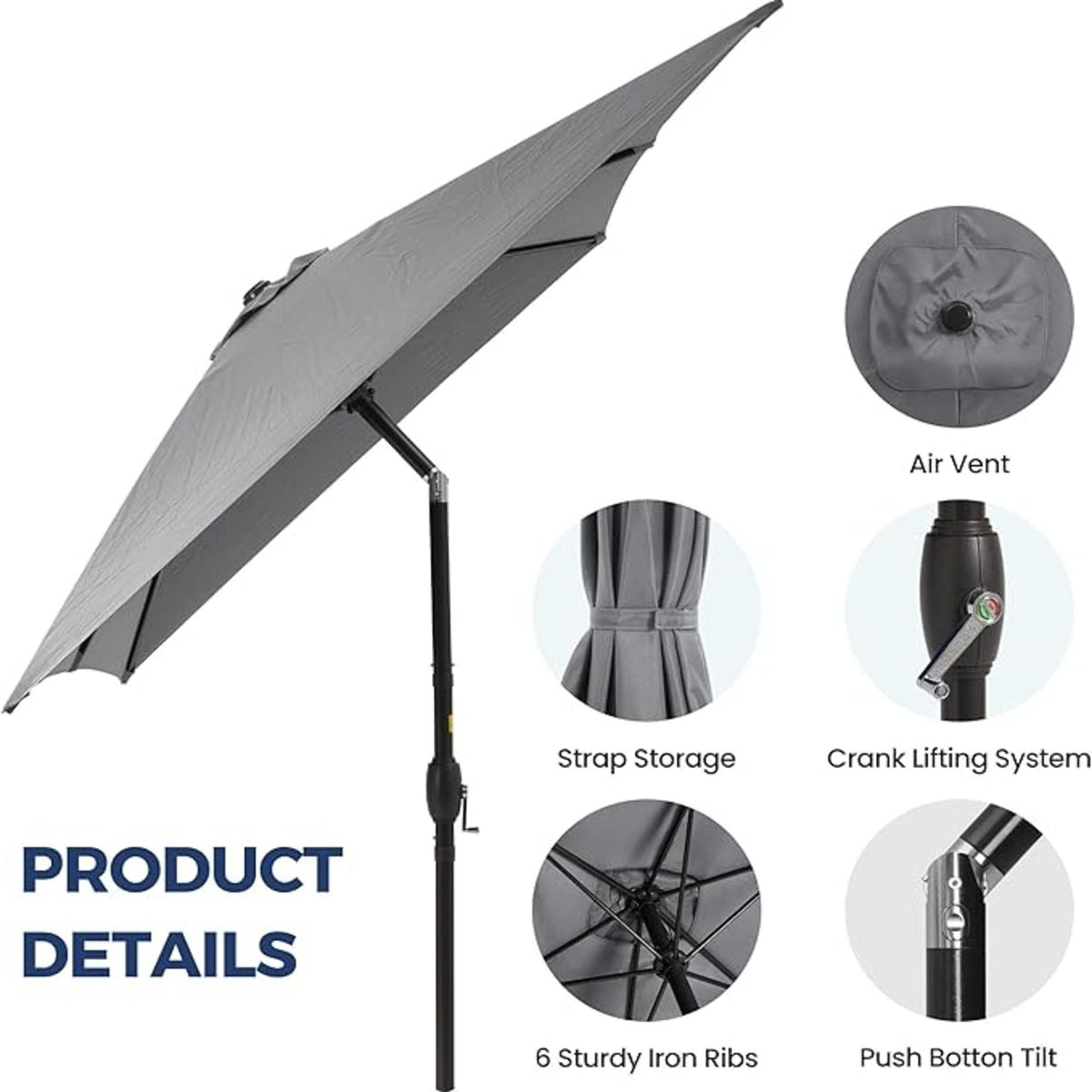 Rectangular Patio Umbrella with Crank Tilt - UV-Resistant Canopy