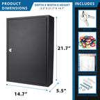 Adjustable Key Cabinet with Lock - Multiple Sizes, Gray or Black