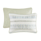 Printed Microfiber Seersucker Quilt Set with Reversible Design - Taupe/Blue