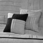 Grey 7 Piece Faux Suede Comforter Set with Pintuck Design - Full