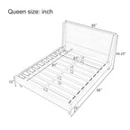 Upholstered Modern Platform Bed with Wingback Headboard - Beige or White
