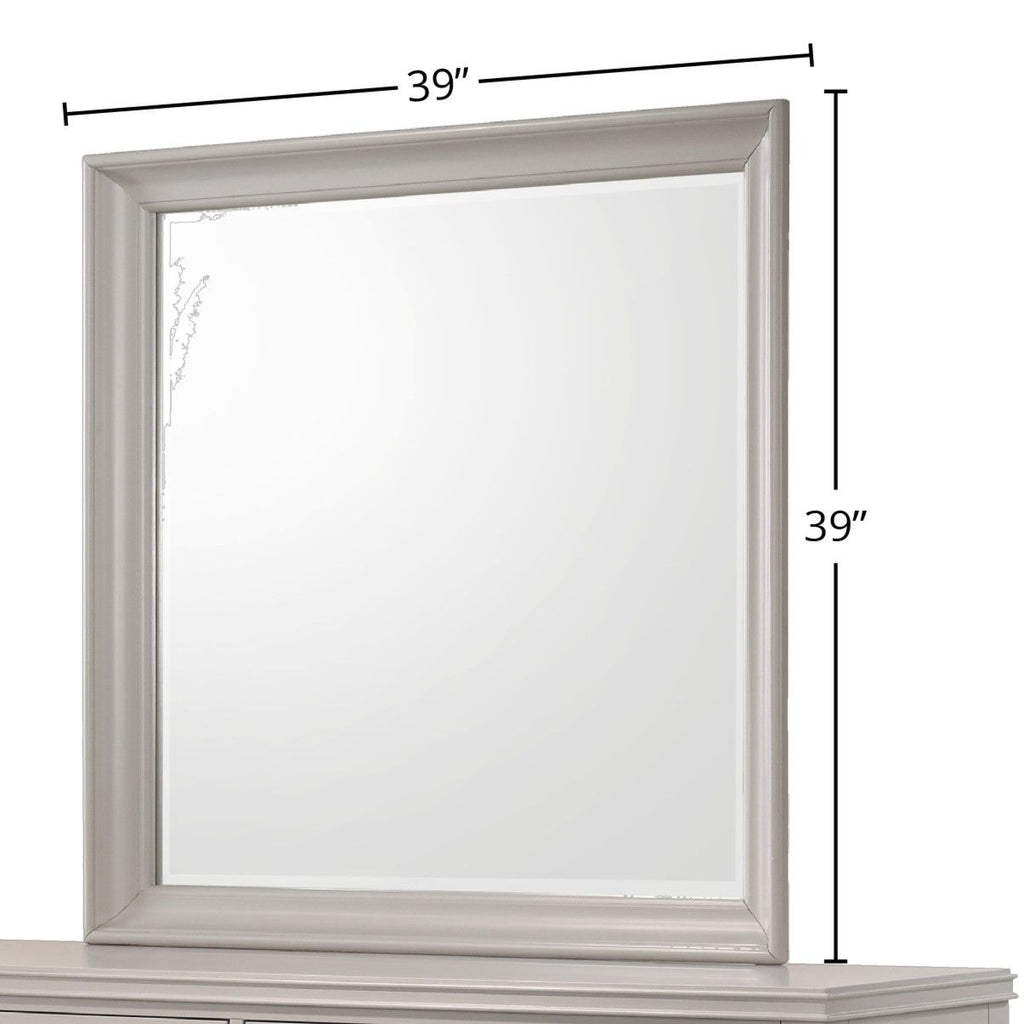 Square Mirror with Beveled Glass - White or Gray
