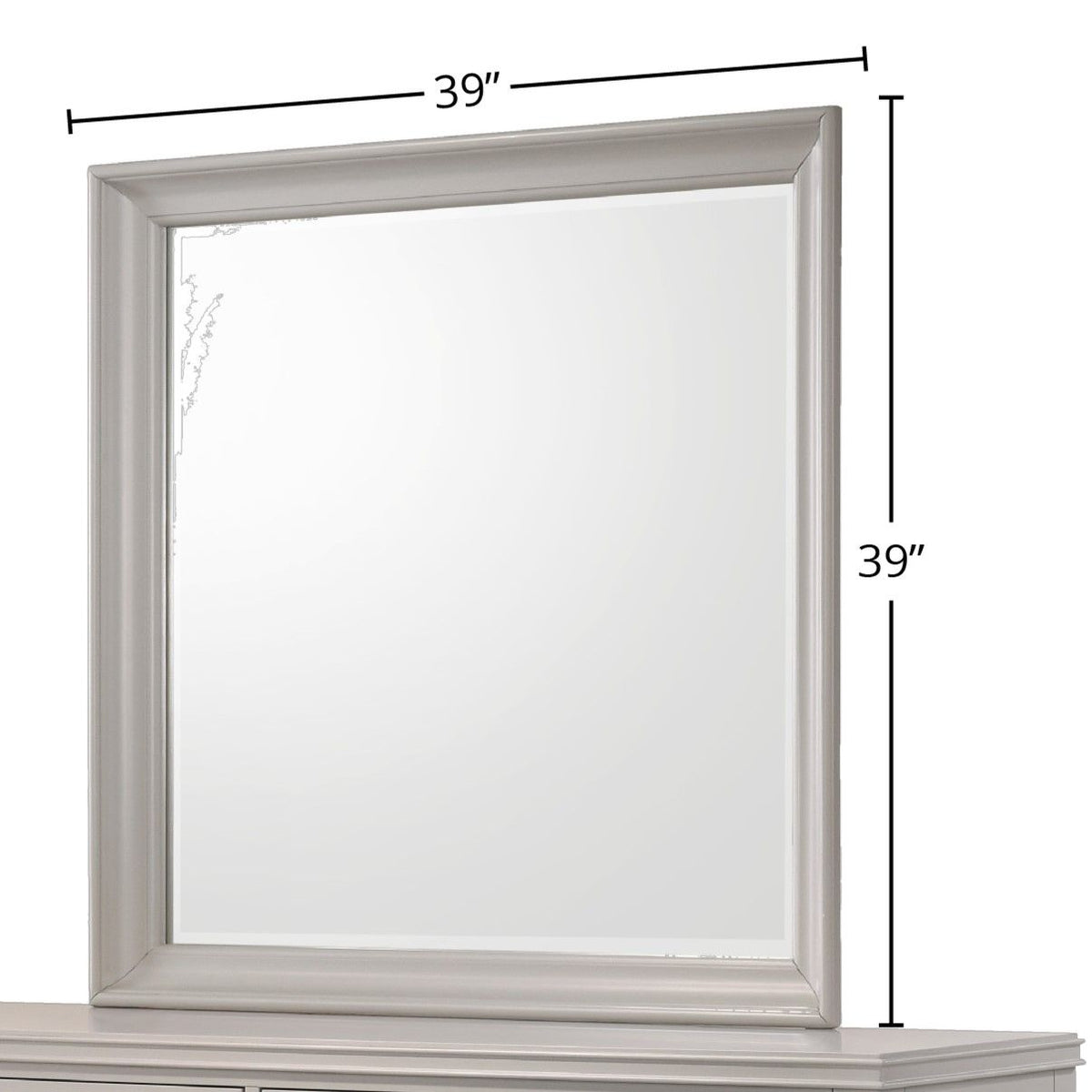 Square Mirror with Beveled Glass - White or Gray