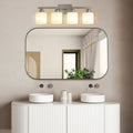 Modern 4-Light Bathroom Fixture with Nickel Finish