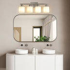 Modern 4-Light Bathroom Fixture with Nickel Finish