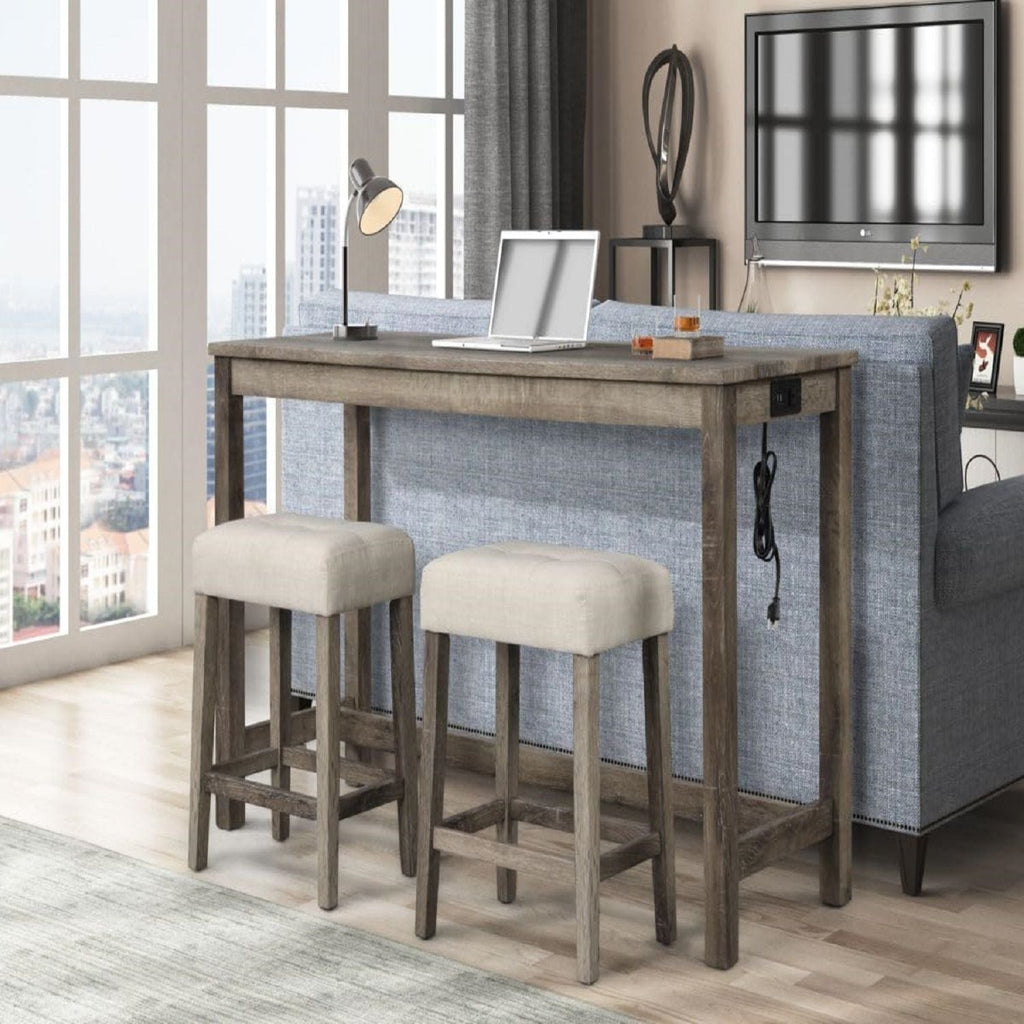 Transitional Backless Counter Stool Set with Upholstered Cushion - Black or Beige