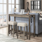 Transitional Backless Counter Stool Set with Upholstered Cushion - Black or Beige