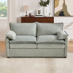 Modern Loveseat Sofa with Side Storage Pockets - Green, Beige, or Dark Gray
