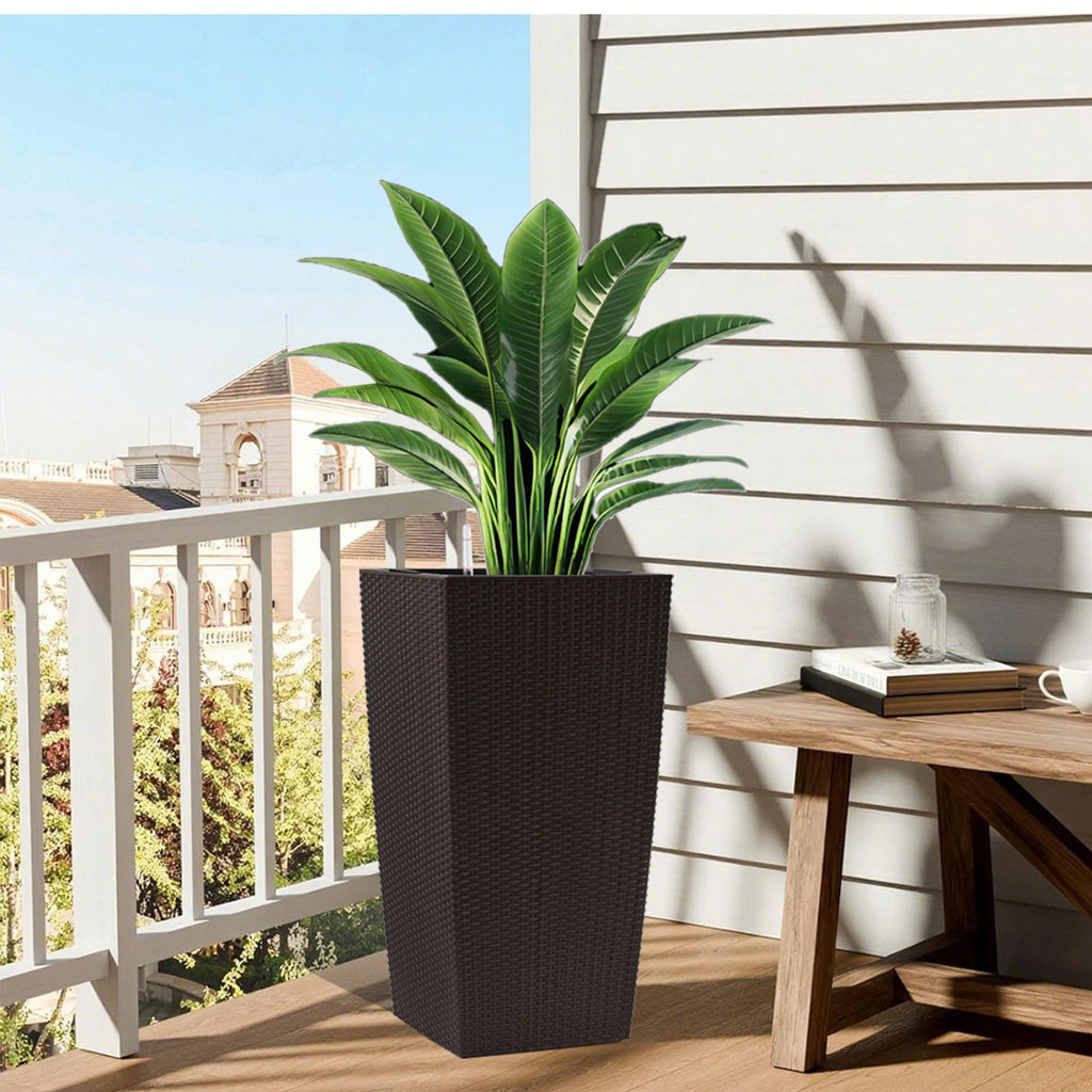 Indoor Outdoor Planter with Automatic Watering System - Dark Brown, Black, or White