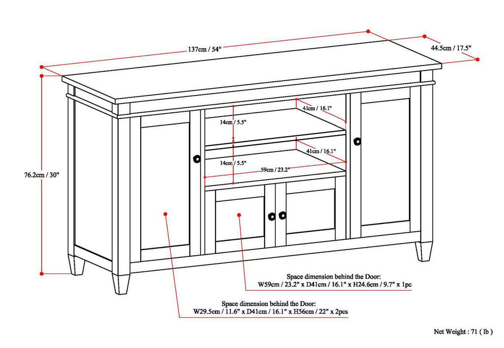 Solid Wood TV Media Stand with Ample Storage - Dark Brown