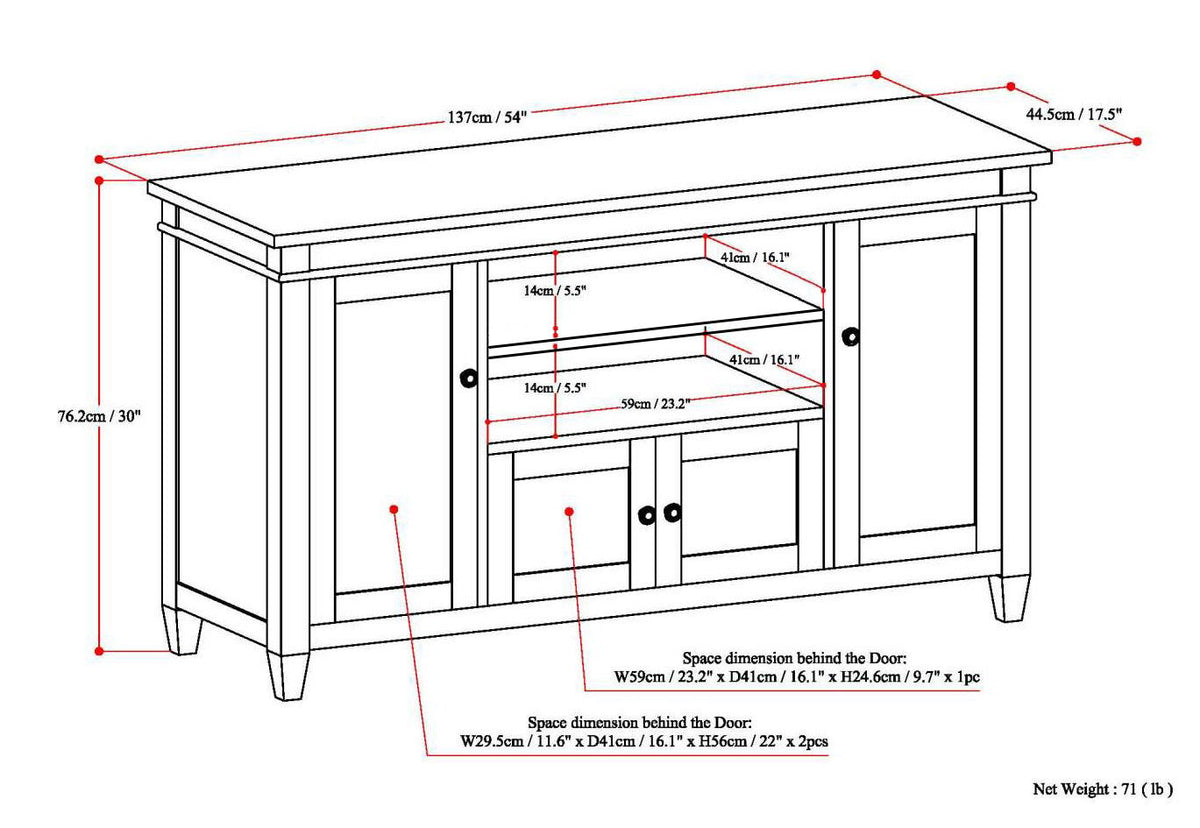 Solid Wood TV Media Stand with Ample Storage - Dark Brown