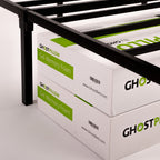 Black Metal Mattress Foundation with Tool-Free Assembly - Black