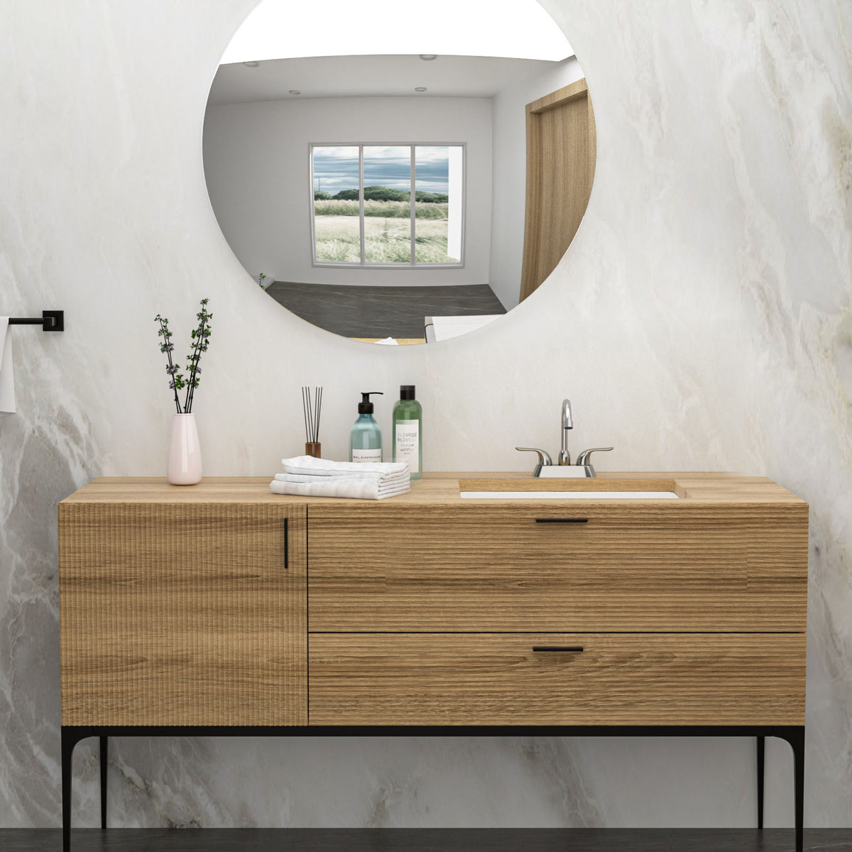 Modern Ceramic Undermount Bathroom Sink with Overflow - White or Black