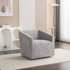Modern Upholstered Barrel Armchair with 360° Swivel - Gray