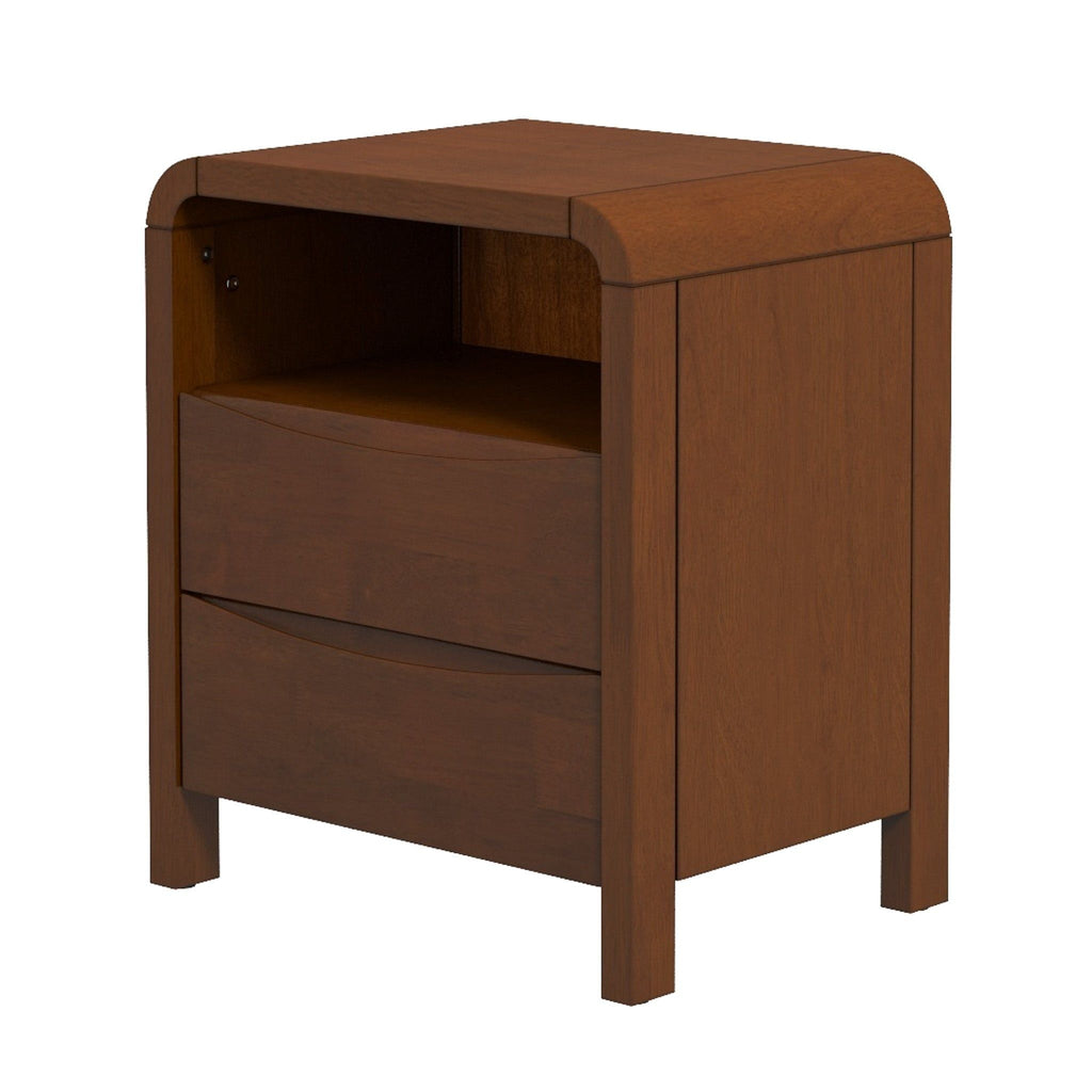 Brown 2-Drawer Nightstand with Solid Wood Construction