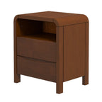 Brown 2-Drawer Nightstand with Solid Wood Construction