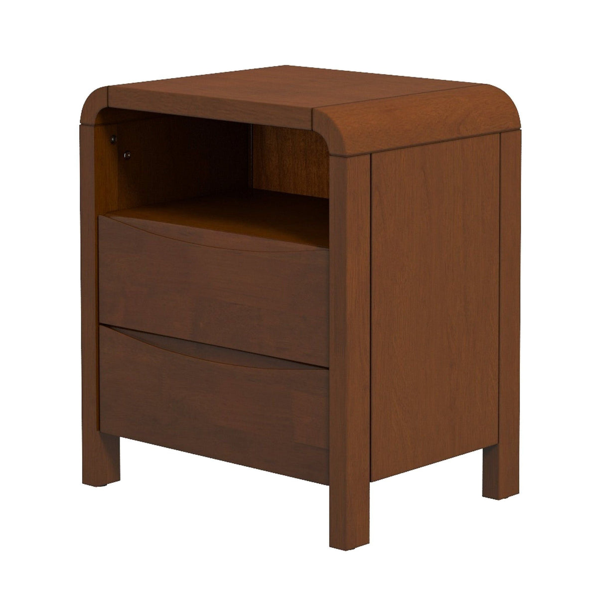 Brown 2-Drawer Nightstand with Solid Wood Construction