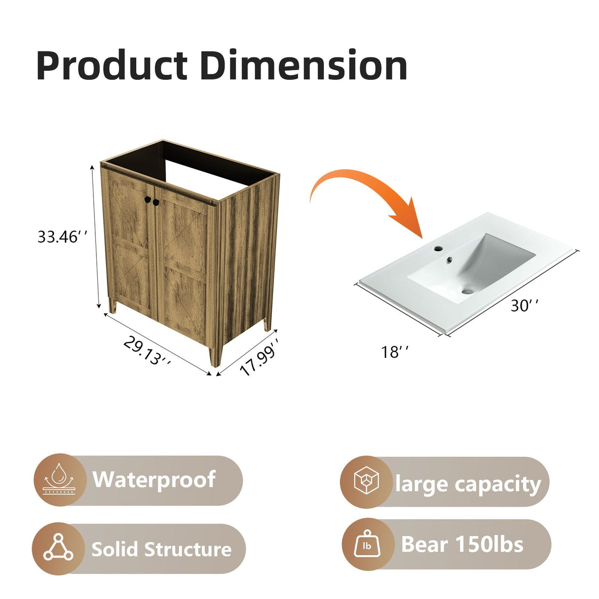 Folding Floor Cabinet With Ceramic Sink