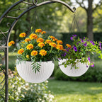 Self Watering Hanging Planter with Water Level Indicator - White, Black, or Dark Brown