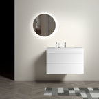 Modern Floating Bathroom Vanity with Large Storage - White or Black