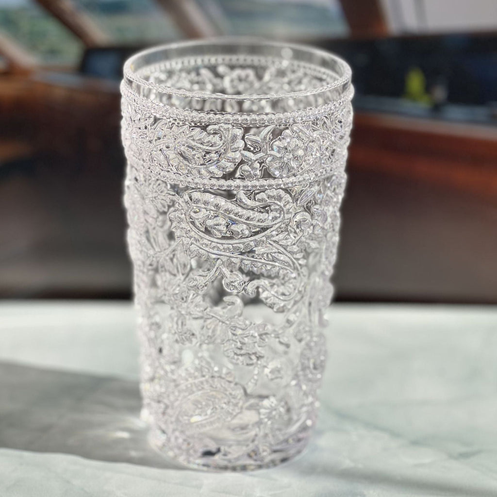 Paisley Style Acrylic Hi Ball Glasses with Shatterproof Design - White or Pink