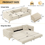 Convertible 3-in-1 Sleeper Sofa Set with Movable Ottoman - Multiple Colors