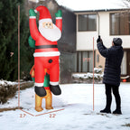 7ft Hanging Christmas Inflatable Santa with Dog with LED Lights - Brown, Green, Red