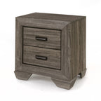 Weathered Grain Nightstand with Two Spacious Drawers - Gray