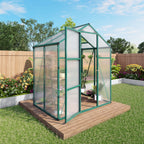 Polycarbonate Walk-In Greenhouse with Raised Base - Green
