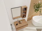 10'' Wall Mounted Bathroom Mirror Cabinet with Open Storage - Imitative Oak