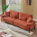 Deep Seated Fabric Stationary Sofa with Plush Pillows - Beige, Green, or Red