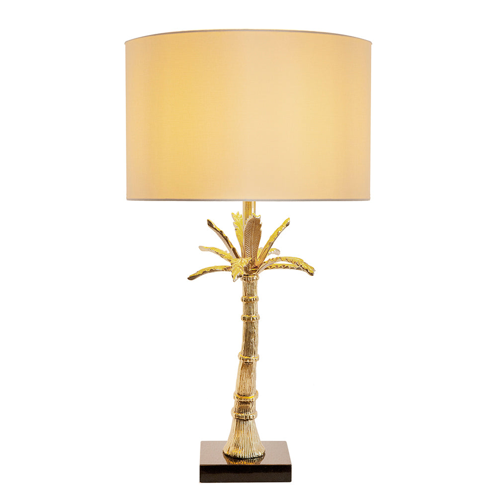 Gold Leaf Table Lamp with Marble Base - Gold