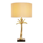 Gold Leaf Table Lamp with Marble Base - Gold