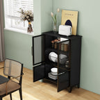 Storage Cabinet With 4 Iron Doors - Black