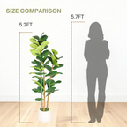 5.2FT Artificial Fiddle Leaf Fig Tree with Decorative Pot – Green Leaves