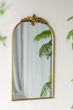 Gold Arched Wall Mirror with Metal Frame - Decorative Accent