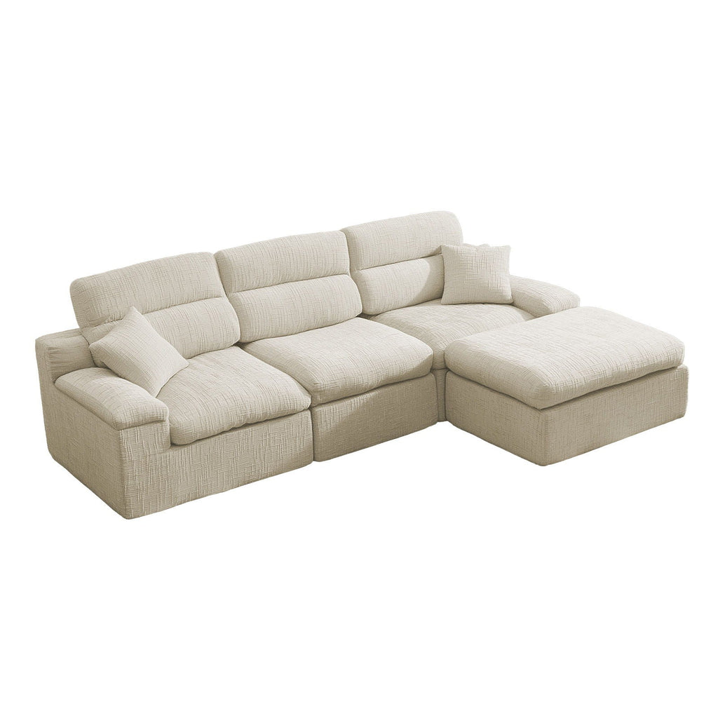 Corner Chaise Sofa with High Backrest - 2 Piece Living Room Set