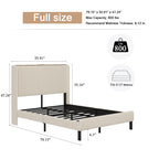 Beige Platform Bed with Metal Frame and USB Charging Station