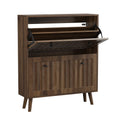 Walnut Shoe Cabinet Storage Unit with Tiered Storage - Dark Brown