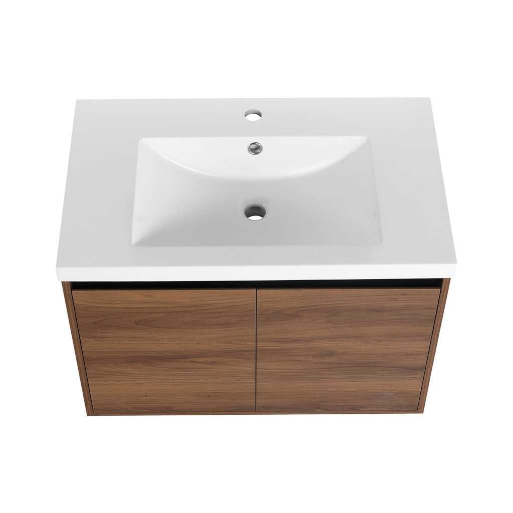 Bathroom Vanity Set with Resin Countertop Sink - Dark Brown