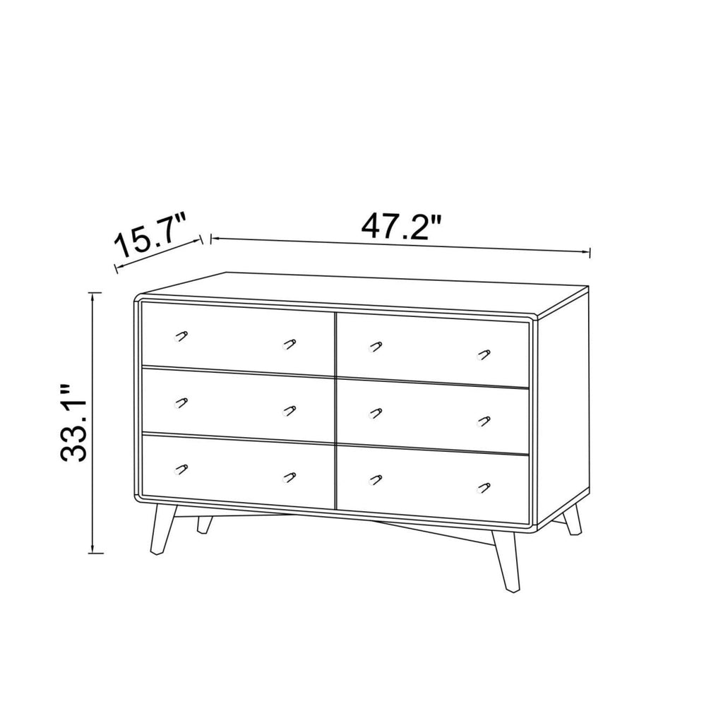 6-Drawer Dresser with Spacious Storage - Dark Brown / White