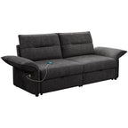 Grey Multifunctional Sofa Bed with Convertible 85-Inch Design - Plush Fabric