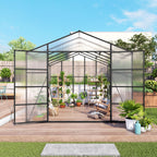 Gain Height Windproof Greenhouse with Heavy-Duty Frame - Black