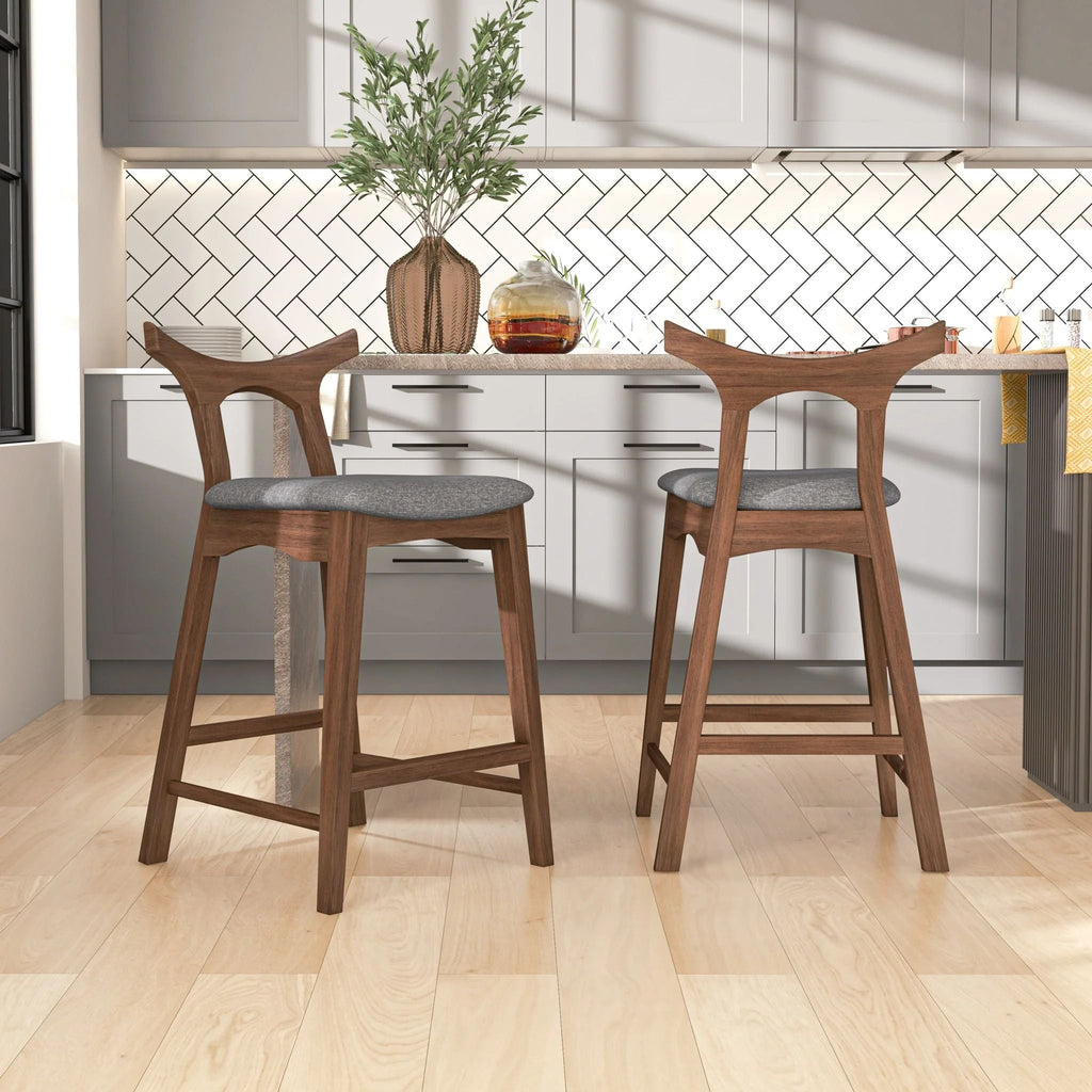 Upholstered Square Bar Chair Set with Solid Wood Frame - Dark Gray or Black
