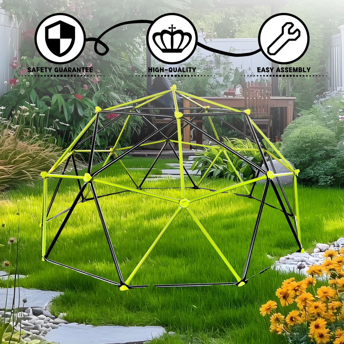 10 Sided Climbing Frame with Colorful Stones - Green